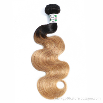 Cheap Human Hair Malaysian 1b-27 Pre Colored Extensions Cuticle Aligned Malaysian Hair Bright Ombre 1b-27 Body Wave Hair Bundles